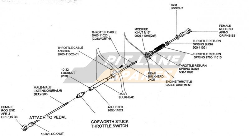 THROTTLE CABLE (COSWORTH) Diagram